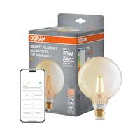 Osram Lampe LED SMART+, G53, 6 W, 2 400 K, E27, forme sphérique, filament, dorée, intensité variable, contrôlable via application ou voix, compatible Matter