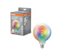 OSRAM Lampe LED SMART+ Globe 125 Filament E27, RGBW, compatible Matter, WiFi, contrôlable via application et assistant vocal, multicolore, dimmable