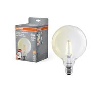 OSRAM Lampe LED SMART+ Globe, E27, filament transparent, blanc chaud 2700 K, dimmable, commande par application et vocale, compatible avec Alexa et Google