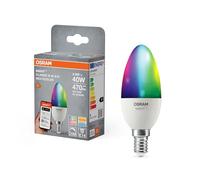 OSRAM Lampe LED SMART+ Matter B40 forme bougie 4,9 W E14 RGBW, intensité variable, commande vocale et par application, compatible avec Alexa, Google, Apple, WiFi