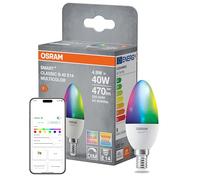 OSRAM Lampe LED SMART+ Matter B40 forme bougie 4,9 W E14 RGBW, intensité variable, commande vocale et par application, compatible avec Alexa, Google, Apple, WiFi