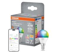 OSRAM Lampe LED SMART+ Matter P40 mini boule 4,9 W E14 RGBW, intensité variable, contrôlable via application et voix, compatible avec Alexa, Google, Apple, WiFi