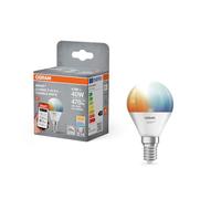 OSRAM Lampe LED SMART+ P40, forme mini-boule E14, Tunable White, commande par application et voix, intensité variable, mate, blanc chaud à blanc froid, durée de vie de 20 000 h