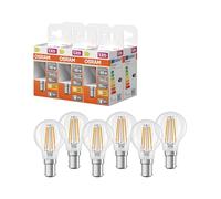 Osram Lampe LED Star Globe P40 Filament, 2700 K blanc chaud, 3,4 W, B15d, transparente, 470 lm, pour lampes de table et suspensions, salon, 15 000 h,6-Pack