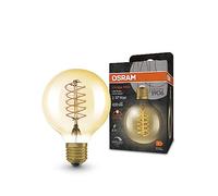 OSRAM Lampe LED Vintage 1906 avec teinte dorée, 4,8 W, 420lm, forme de balle avec 80 mm de diamètre et prise E27, couleur de lumière blanche chaude, filament en spirale, dimmable de durée de vie
