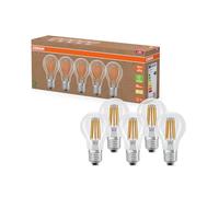 OSRAM Lampes LED très efficaces avec classe d'efficacité énergétique A, Pack avantage avec 5 ampoules, remplace les ampoules à incandescence 100W, blanc chaud, E27,verre filament