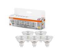 Osram LED BASE MR16, pack avantage de 5 lampes basse tension, remplace les ampoules réflecteurs 35W classiques, blanc chaud (2700K), 3.8W, GU5.3, verre mat, non dimmable