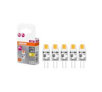 OSRAM LED BASE PIN MICRO, pack avantage de 5 lampes basse tension, remplace les lampes spéciales PIN 10W classiques, blanc chaud (2700K), 1W, G4, verre mat, non dimmable, ultra-compact
