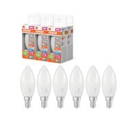 Osram LED CLASSIC B40 DIM CCT SELECT in B-shape, LED lamp, frosted, 4.9 W, | Couleur du produit Blanc, 2700/4000/6500 Kelvin, 470 Lumen, 37 mm diamètre, 25000 h Durée de vie, IP20, Pack de 6