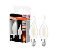 Osram LED lamps with flame effect 1W 818 Frosted E14 | Lot de 2 ampoules LED effet flamme - 1 W - 20 lm - 1800 K - Durée de vie de 15 000 h - E14 - Frosted - Angle d'éclairage 300°