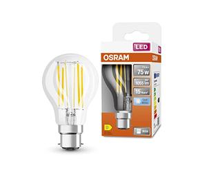 Osram LED Star ampoule LED à filament clair, culot B22d, blanc froid (4000K), forme d'ampoule, jeu de remplacement pour les ampoules conventionnelles 75W, 1-pack