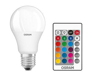 Osram LED Star+ Classic A RGBW Lampe En Forme D'Ampoule Avec Base E27, Intensité Réglable Et Contrôle Des Couleurs Par Télécommande, Remplace 60 Watts, Blanc Chaud - 2700 Kelvin, 1 Paquet