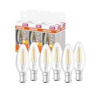 OSRAM LED Star Classic B40 LED lampe pour la base B15D, forme de bougie, fil, 470 lumens, blanc chaud (2700k), remplacement des ampoules de 40W conventionnelles, non dimmables, 6 pack