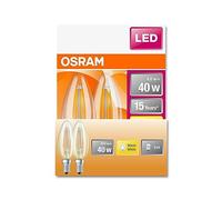 OSRAM LED Star Classic B40 LED lampe pour la base E14, forme de bougie, fil, 470 lumens, blanc chaud (2700k), remplacement des ampoules 40W conventionnelles, non dimmables, 2 pack
