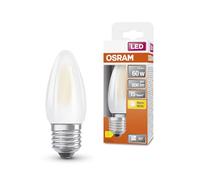 OSRAM LED Star Classic LED-Lampe in klassischer Minikerzenform, weiß, warmweißes Licht (2700 K) mit 5.5W / 806 lm, aus gefrostetem bleifreiem Glas, E27 Sockel, IP20, EEK D, 35 mm Durchmesser.