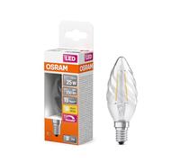 OSRAM LED Superstar Classic Lampe mit Filament in klassischer gedrehter Minikerzenform, klares bleifreies Glas, 2.8 W, 250 lm, warmweißes Licht (2700 K), E 14 Sockel, 35 mm Durchmesser, IP20, dimmbar.
