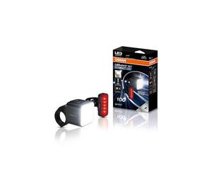 OSRAM LEDsBIKE Compact 100, Ensemble d'éclairage vélo Rechargeable, Avant et arrière, avec feu Stop, homologué StVZO, Compatible avec Les Supports Garmin, Trois Niveaux de luminosité, 100 lux