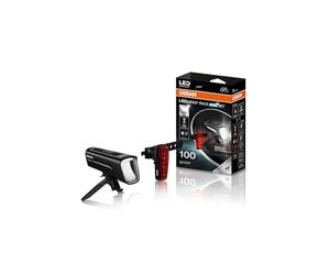 Osram LEDsBIKE Race 100 Set, Jeu d'éclairage de vélo Rechargeable, Jeu de Feux LED Avant et arrière avec feu Stop, Plusieurs Modes d'éclairage, Trois Niveaux de luminosité, 100 lux, Homologué StVZO