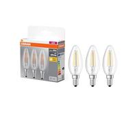 Osram - Lot de 3 ampoules LED filament flamme E14 4 W (équiv. 40 W) Blanc chaud 2700K