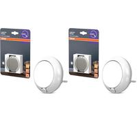 Osram LUNETTA Veilleuse ronde blanche avec capteur ; Technologie LED ; Flux lumineux de 3 lm ; Blanc chaud 3 000 K ; interrupteur marche/arrêt ; Installation sur prise (Lot de 2)
