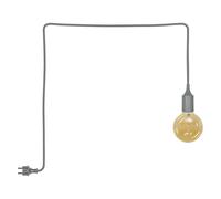 OSRAM Suspension extérieure grise, Ø 4,5 cm, longueur de câble 5 m, blanc chaud confort, 2400 K, silicone, E27, LED remplaçable, angle de faisceau de 300°