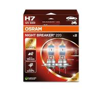 Osram Ampoule halogène de phare NIGHT BREAKER 220 H7 – +220% luminosité – boîte pliante 2 lampes