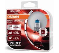 Osram Ampoule halogène Night Breaker Laser H3 64151NL-HCB PK22s 12V 55W – Lot de 2