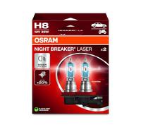 Osram NIGHT BREAKER LASER H8, +150% more brightness, halogen headlight lamp, 64212NL-2HB, 12V, Hanging folding box (2 lamps)