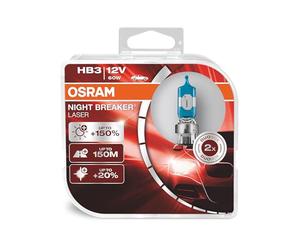 OSRAM NIGHT BREAKER LASER HB3, +150% de lumière en plus, ampoule de phare halogène, 9005NL-HCB, 12V, double boîtier (2 lampes)