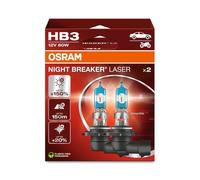 Osram NIGHT BREAKER LASER HB3, +150% more brightness, halogen headlight lamp, 9005NL-2HB, 12V, Hanging folding box (2 lamps)