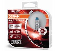 2 ampoules phare auto NIGHT BREAKER LASER H1 - Osram - Halogène 12V