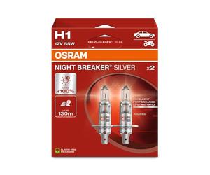 Osram Night Breaker Silver Ampoules Halogène - H1 - 12V/55W - set à 2 pièces