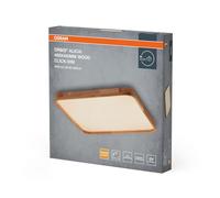 Osram OR licia Plafonnier LED avec décor en bois, 16 W, 2500 lm, 3000 K, 495 x 495 mm, blanc chaud agréable, intensité variable par clic, protection IP20, vis de montage et chevilles incluses