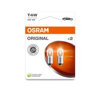 OSRAM Lampe de signalisation ORIGINAL LINE 12V T4W – Base en métal – Blister double (2 lampes) blanc
