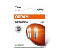 OSRAM Lampe de signalisation ORIGINAL LINE 12V T4W – Base en métal – Blister double (2 lampes) blanc