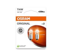 OSRAM ORIGINAL LINE 12V, T4W, Lampe de signalisation, Base en Métal, Double Blister (2 lampes), white