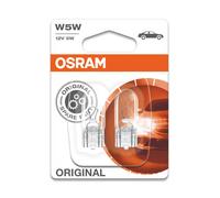 OSRAM ORIGINAL W5W halogène, feu de position de plaque d'immatriculation, 2825-02B, 12V VP, double blister (2 pièces)