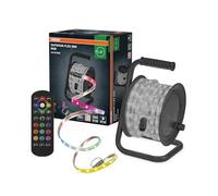 Osram Outdoor Flex RGB bandelette LED 20M IP65, télécommande incluse, extensible jusqu'à 50 m, avec enrouleur, câble de connexion, accessoires