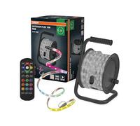 OSRAM Outdoor Flex RGB LED Bandeau 10M IP65, télécommande incluse, extensible jusqu'à 50 m, avec enrouleur, câble de connexion, accessoires