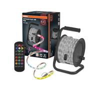 Osram Outdoor Flex RGB LED Bandeau 10M IP65, télécommande incluse, extensible jusqu'à 50 m, avec enrouleur, câble de connexion, accessoires