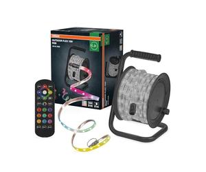 Osram Outdoor Flex RGB Ruban LED 15M IP65, télécommande, extensible jusqu'à 50m, enrouleur, câble, accessoires