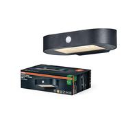 OSRAM Petite applique solaire ENDURA Style Oval, lumière blanc chaud 3000K, capteur intégré, utilisable sans alimentation, longue autonomie : 30 fois 60 secondes en mode PIR, protection IP44, noir