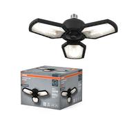 OSRAM Plafonnier Highbay Blade en noir, aluminium, avec lames lumineuses réglables, offre 60 W ou 6500 lm en blanc neutre avec 4000 K, filetage E27, diamètre 337,5 mm, IP20