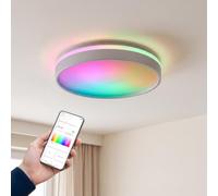 Osram Plafonnier SMART+ Matter Ceiling argenté, 3000-6500, RGBTW, 1500 lm, | Couleur du produit Argent, dimmable, 1500 Lumen, 385 mm diamètre, 50000 h Durée de vie, IP20, 1-Pack