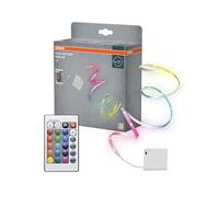 Osram Rubans flexibles multicolores à piles polyvalents, avec télécommande, 5 m, rouge-vert-bleu, gradable, IP20, blanc, plastique, source lumineuse non interchangeable