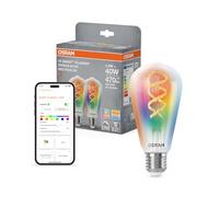 Osram SMART+ Lampe Edison filament RGB (lot de 2, E27, 5W) - lumière réglable 2700-6500K - 16M couleurs - Matter via Wi-Fi - Alexa, Google, Apple
