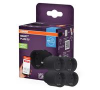 OSRAM SMART+ ZIGBEE prise UE en noir, prise intelligente avec contrôle de la consommation d'énergie et technologie ZigBee pour intégrer appareils électriques au système domotique,4-Pack