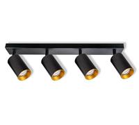Osram Spot LED Éternel Plafonnier 4x GU10, plaque, noir/or, Aluminium/acier, anneau doré remplaçable