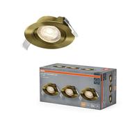 Osram Spot Set Spot LED encastrable, 4,9 W, 2 700 K, spot de plafond 36°, laiton, aluminium/plastique, orientable, IP20, lot de 3