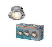Osram Spot Set Spot LED encastrable CCT IP44 4,9 W nickel satiné, lot de 3 pour salle de bain Click-CCT trois niveaux, 2 700-6 500 K
